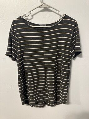 Pink Clover Black and White Striped Short Sleeve Tee